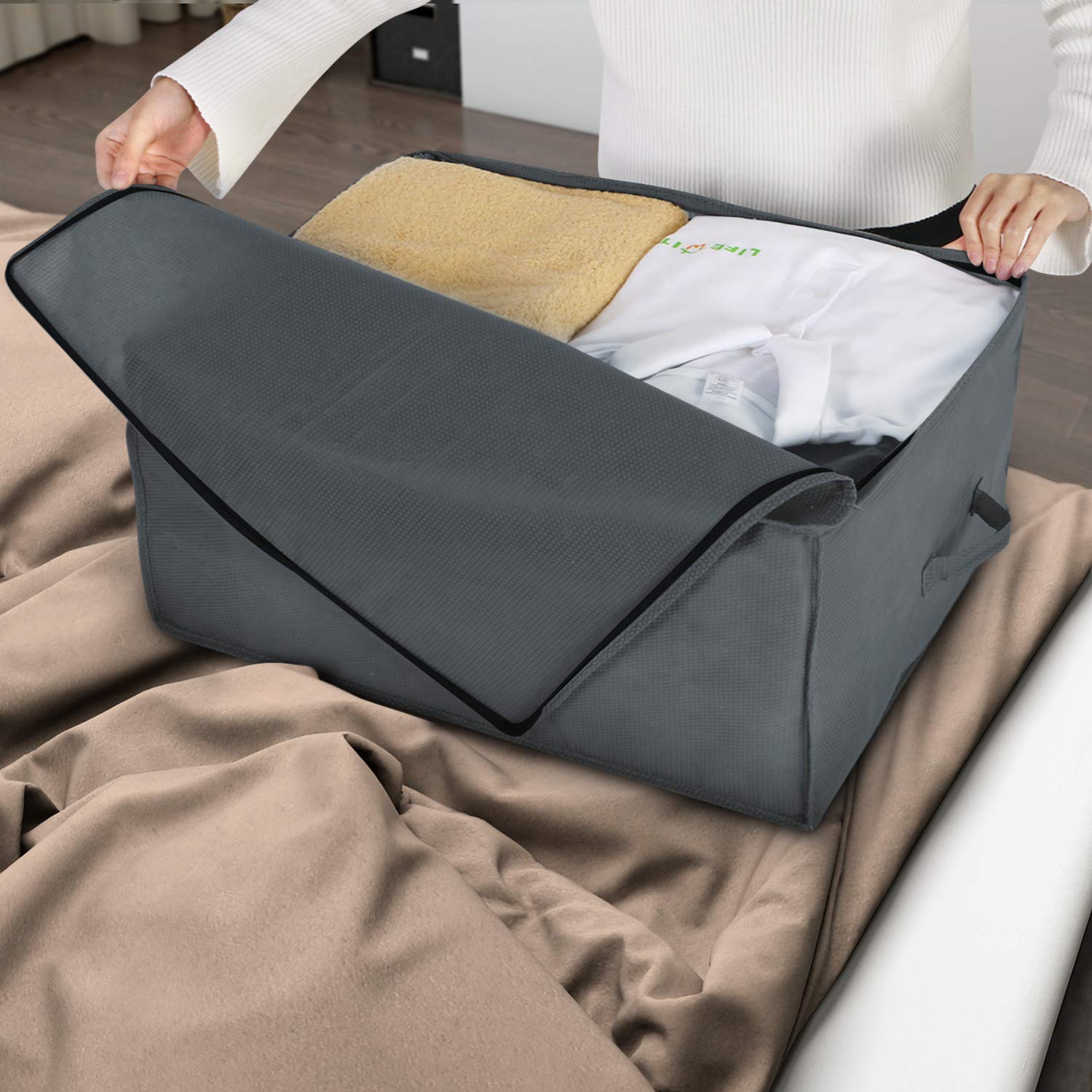Lifewit Aufbewahrungstasche Unterbett Unterbettkommode mit Sichtfenster