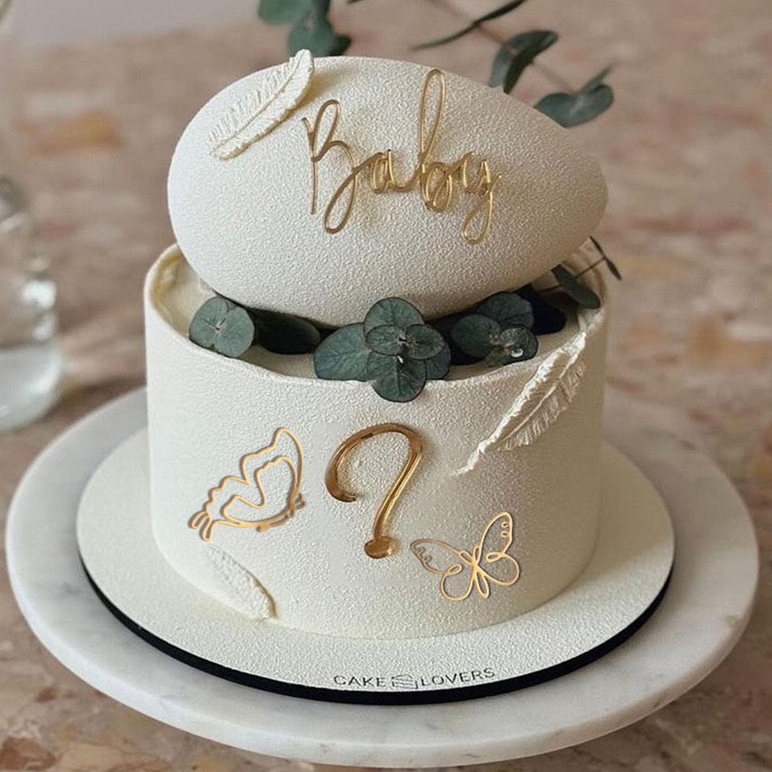 Photo 1 of 2 pcs Baby Cake Topper, baby and"?"Cake Topper Decoration-Full Gold Acrylic Baby boy or girl Gender Reveal Party Cake decorations Supplies, for Baby Shower/Birthday Party/Baby Party Photo Booth Props