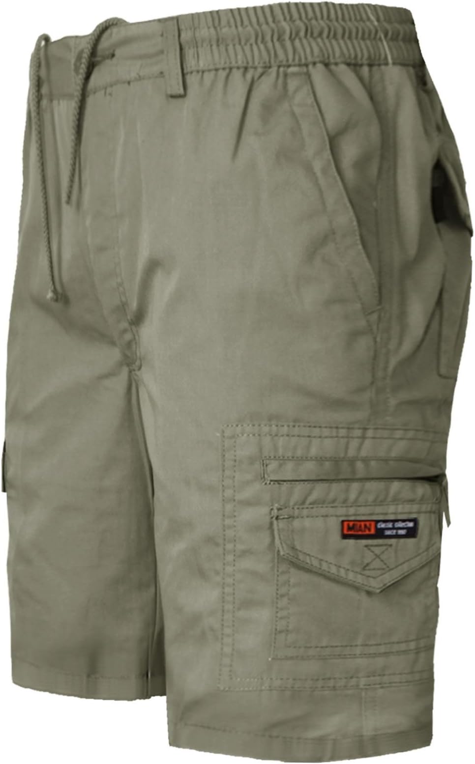 New Mens Cargo Combat Casual Summer Plain Elasticated Waist Short Cotton Pants M-3XL