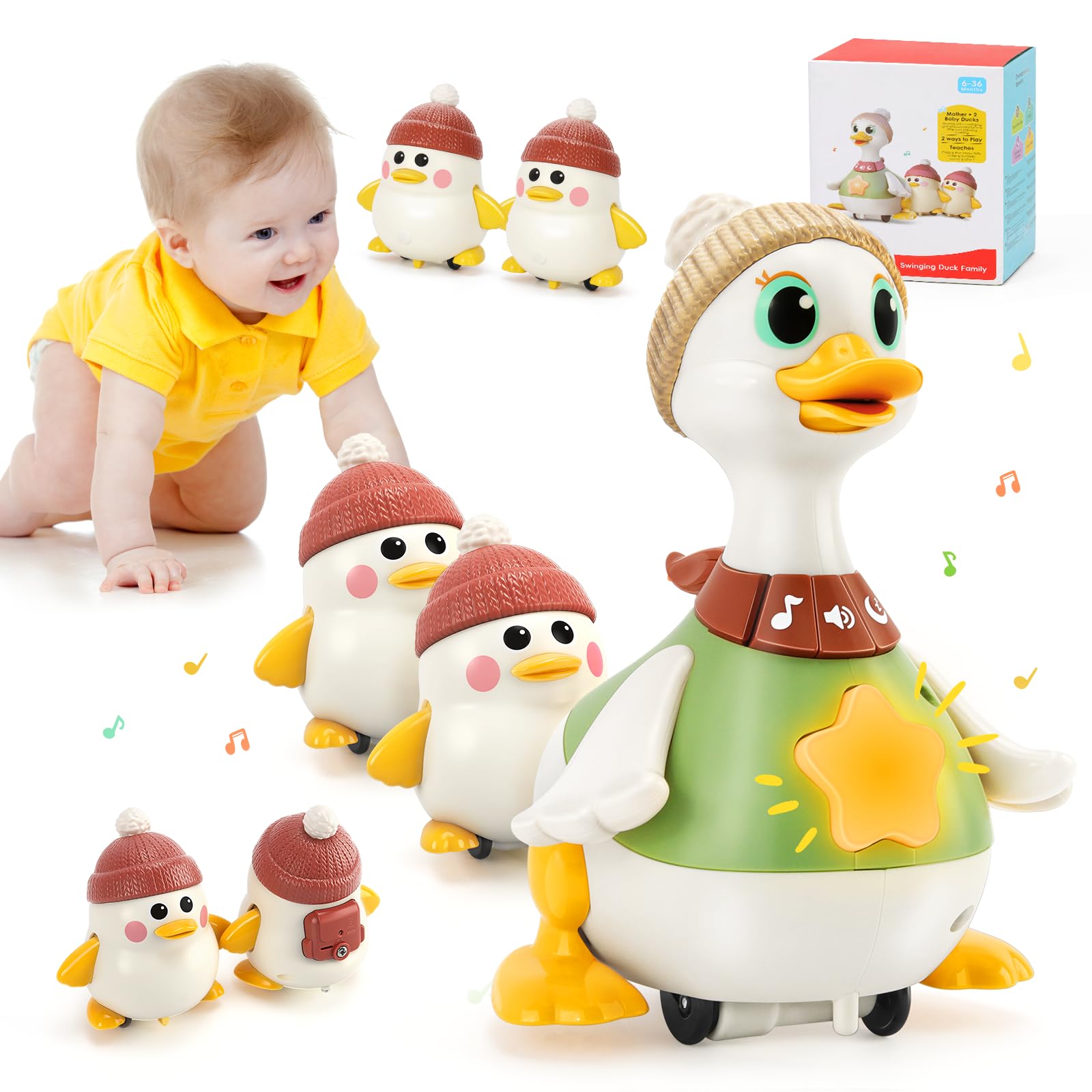 Photo 1 of KETIEE Tummy Time Baby Toys 6-12 Months: Musical Dancing Duck Family for Babies, Little Ducks Crawling Toy Set, Interactive Duck Infant Toys for 1 2 Year Old Boy Girl Gifts Stocking Stuffers Birthday