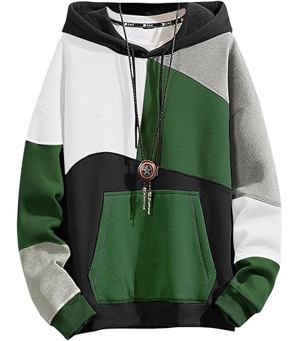 Covisoty Mens Contrast Color Pullover Hoodie Casual Patchwork