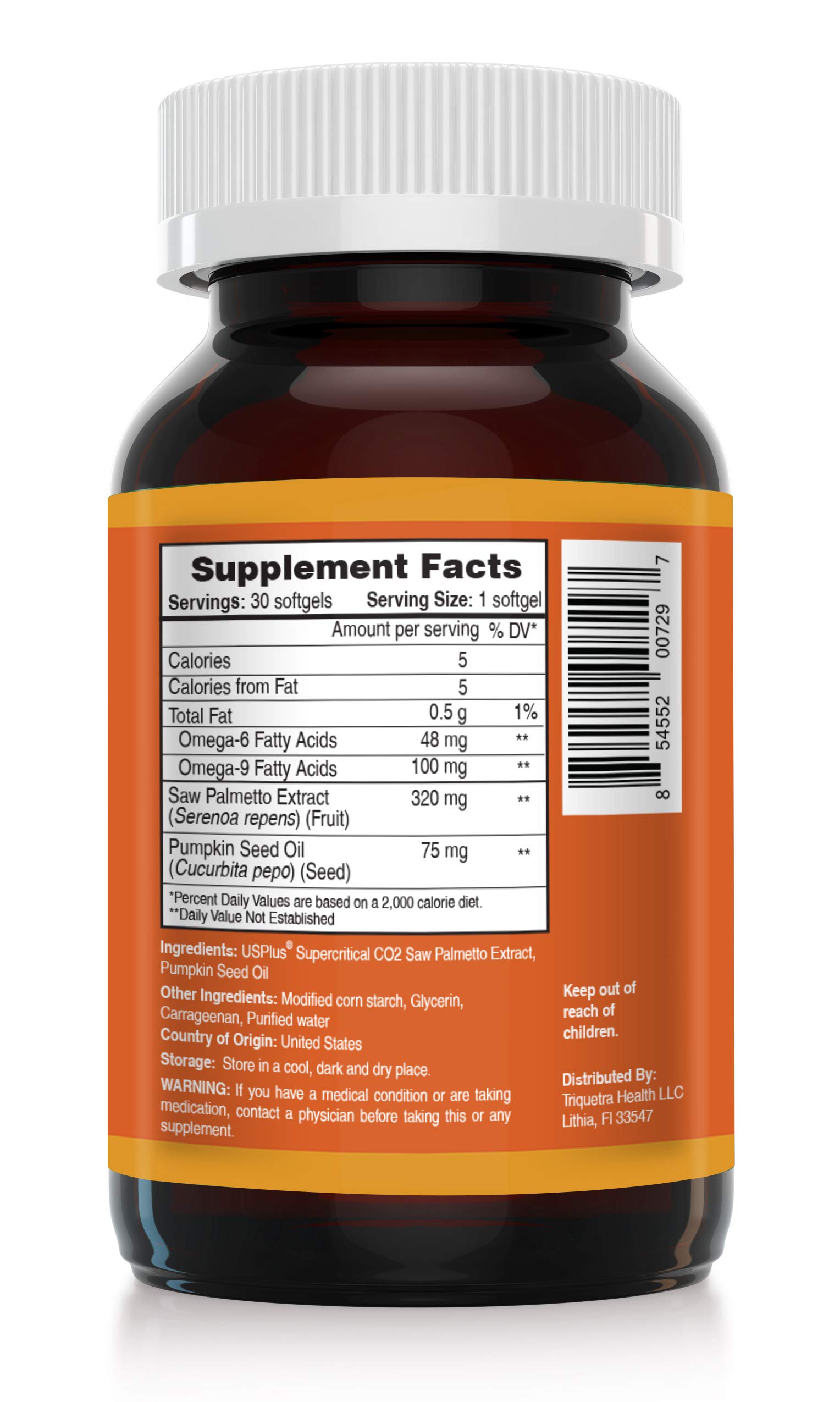 Saw Palmetto Extract 10x Potency Plus Pumpkin Seed Oil 30