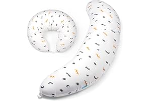 BYRIVER Firm C Shaped Pregnancy Pillows for Sleeping, Belly Hip Leg Knee Support Side Sleeper Body Pillow, Cuddle Snuggle Maternity Pillow, Zipper Cooling Jersey Cotton Pillowcase, Gifts for Mom