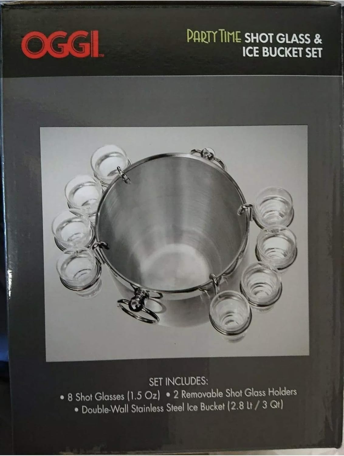 ice bucket with shot glasses