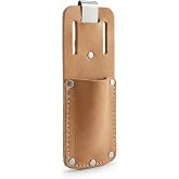 DABOS Leather Knife Pouch, Metal Belt Clip, Heavy Duty, 8 in Tool Sheath | Box Cutter Holster, For Roofing &amp; Carpet Knives, Universal Blade Holder, Professional Grade