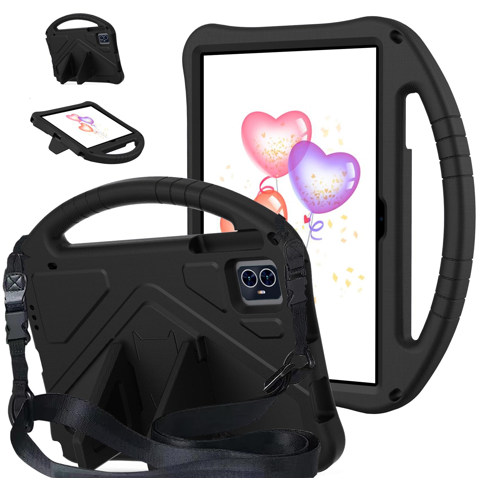 Photo 1 of Kwamaz for Revvl Tab 2 Case 2025, Kids EVA Cover with Strap Handle Stand, for Tmobile Revvl Tab 2 Case 10.1'', Black