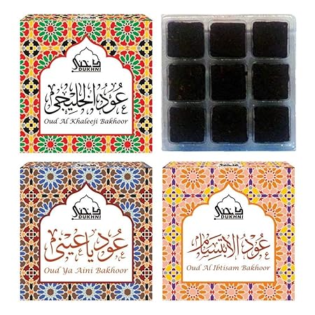 Dukhni Oudh Bakhoor Incense Det Of 3 (Aini, Khaleeji & Ibtisam) 9 Pcs Ech