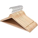 FairyHaus Wood Coat Hangers 30 Pack, Smooth Finish Wooden Suit Hangers with 360° Swivel Hook and Notches, Lightweight Natural