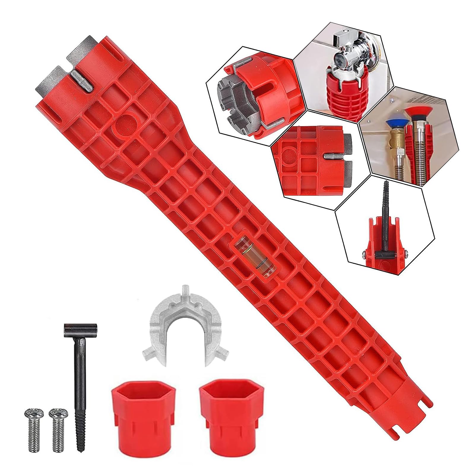 JENCVNL 8 in 1 Faucet and Sink Installer Tool, Multifunction Faucet Wrench Tool Sink Wrench Tap Spanner Water Pipe Spanner for Toilet Bowl Sink Bathroom Kitchen