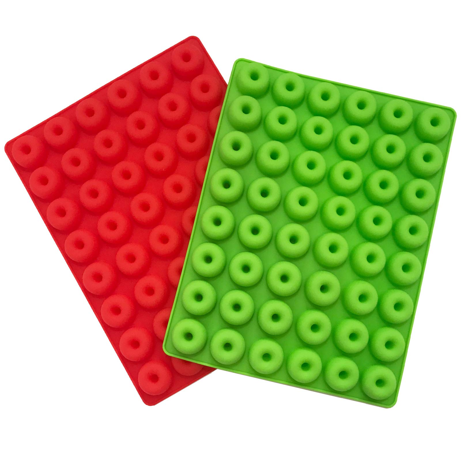 Set of 2 Mini Donut Silicone Mold, TuNan Mini Ring Shape Trays for Making Gummy, Candy, Chocolate, Cookies, Biscuits - 48 Cavities