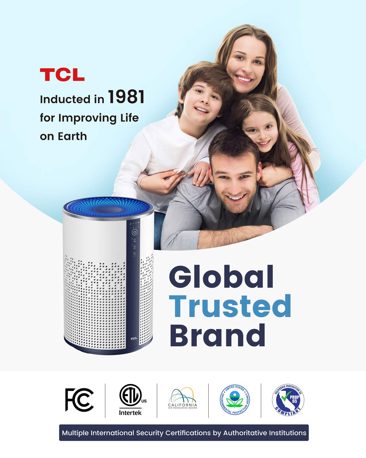 TCL Air Purifier for Home Room Bedroom, Smart WiFi Alexa Control, True H13 HEPA Air Filter Remove 99.97% Smoke Odor Pet Dander Dust Pollen Mold Air Cleaner Metal Design with Night Light