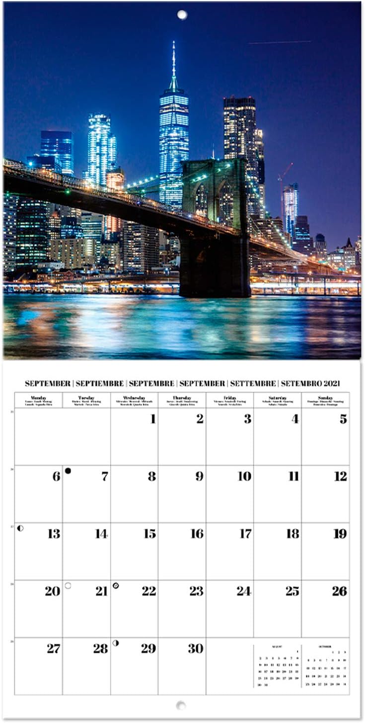 New York 2021 Wall Calendar 11.8 x 11.8 inches (16 Months) Family Planner Calendar 2021, Full Colour NY - Image 4