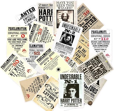 Amazon Co Jp ハリーポッター ハリポタ ポスター風 レトロ風 新聞風 手配書 ステッカー25枚 ステッカーボム カスタム 手帳用 シール テガール 車 バイク