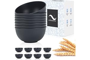 PYRMONT Cereal Bowl Sets of 8 Unbreakable Lightweight 26 OZ Bowl Sets Microwave and Dishwasher Safe Wheat Straw Bowls for Soup, Oatmeal, Pasta, and Salad(Deep Grey)