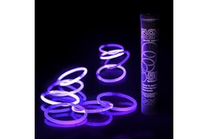 Fun Central 8" Glow Stick Bracelets - Bulk 50 Pack for Mardi Gras, St. Patrick's Day, and Nighttime Celebrations - Purple