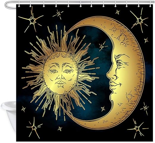 Amazon Com Nymb Boho Chic Art Shower Curtain Golden Sun Moon And