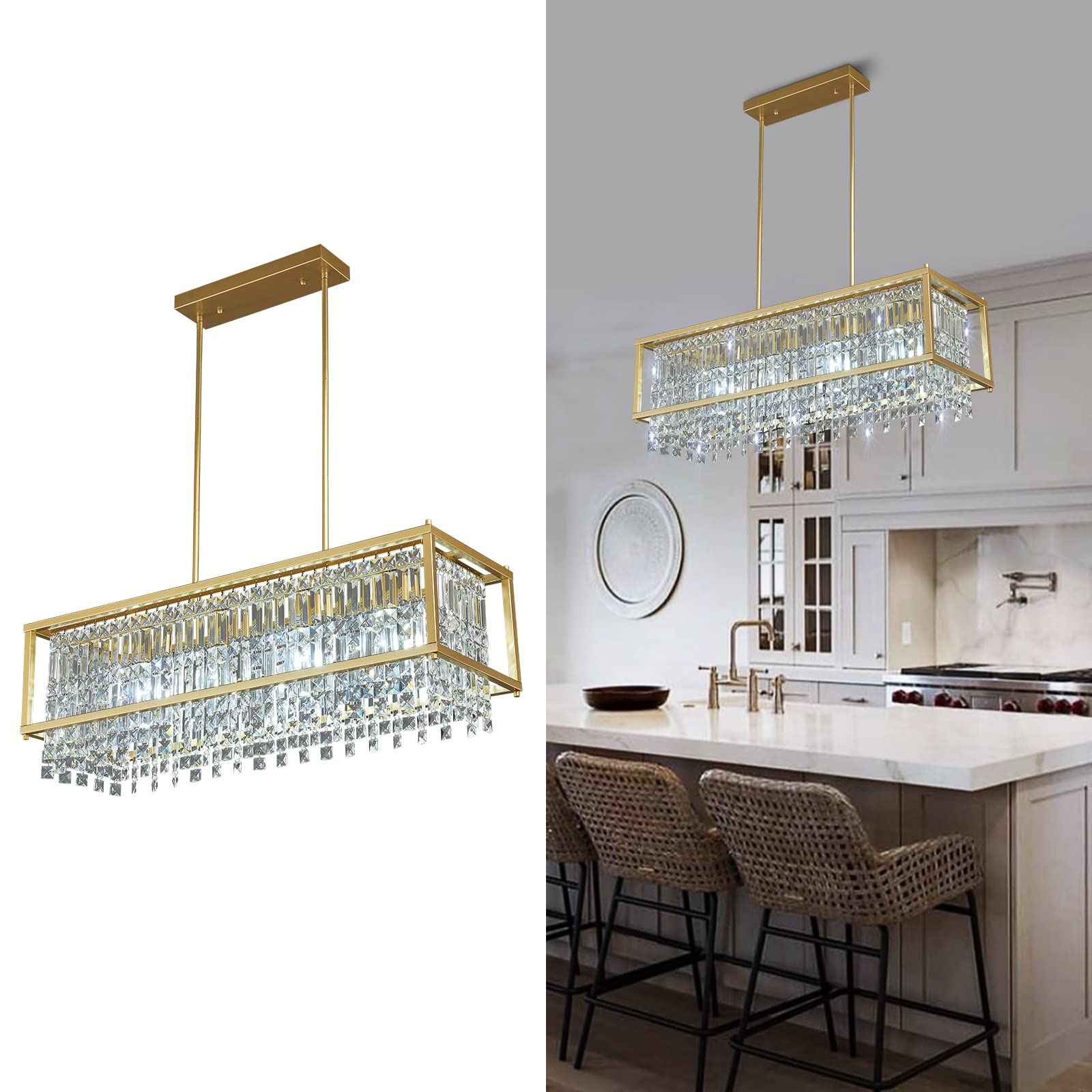 LMQNINE 4-Light Dining Room Light Fixture Square