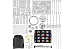 Lot de 134 moules en silicone pour la fabrication de bijoux, boucles d'oreilles, pendentifs, kits d'art réutilisables pour ad