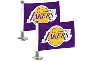 FANMATS 31890 Los Angeles Lakers Ambassador Car Flags - 2 Pack Mini Auto Flags, 4in X 6in.
