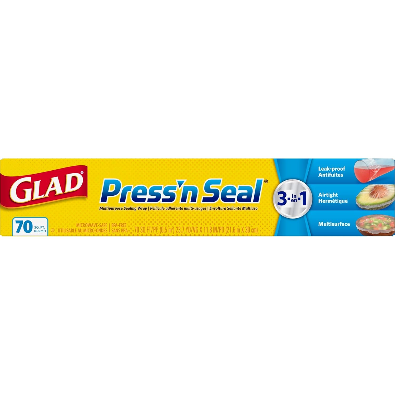 Amazon Com Glad Press N Seal Food Plastic Wrap 70 Square Foot Roll 12 Rolls Case Industrial Scientific