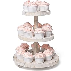 VIVIRBIEN 3 Tier Cupcake Stand Round,Wood Cake
