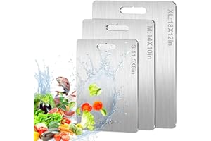 SUYIFE Titanium Cutting Board Set of 3, 100% Pure Titanium Cutting Boards for Kitchen, 2024 Upgrade Double Sided Food-Grade Chopping Board for Meat Vegetable Fruit (S+M+XL)
