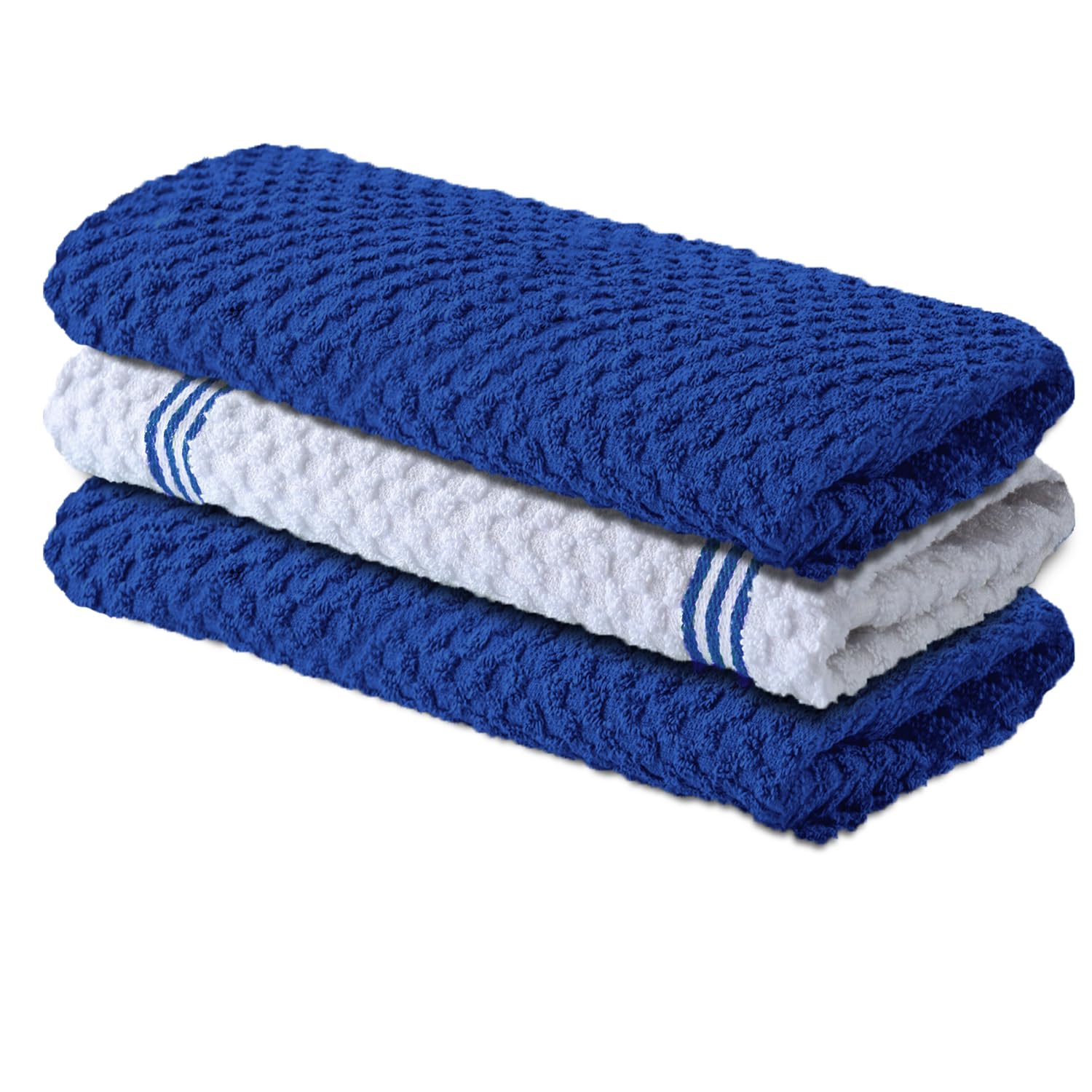 Photo 1 of Infinitee Xclusives Premium Kitchen Towels – Pack of 3, 100% Cotton |15 x 25| Inches Absorbent Dish Towels - Terry Kitchen Dishcloth Towels - Blue Dish Cloth for Household Cleaning