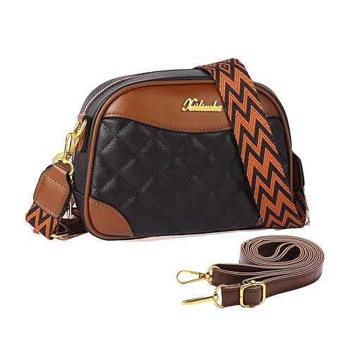 Small ​Crossbody Bags for Women – Leather Purses with Adjustable Strap,  Trendy Quilted Color-Block Cross body Handbags for Gifts(Black) in  Bahrain