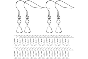 BRONAGRAND Hypoallergenic Stainless Steel French Earring Hooks - 50pcs Wire Ear Ball Hooks With Pendant Clasp for Jewelry Making Crafts DIY, Silver