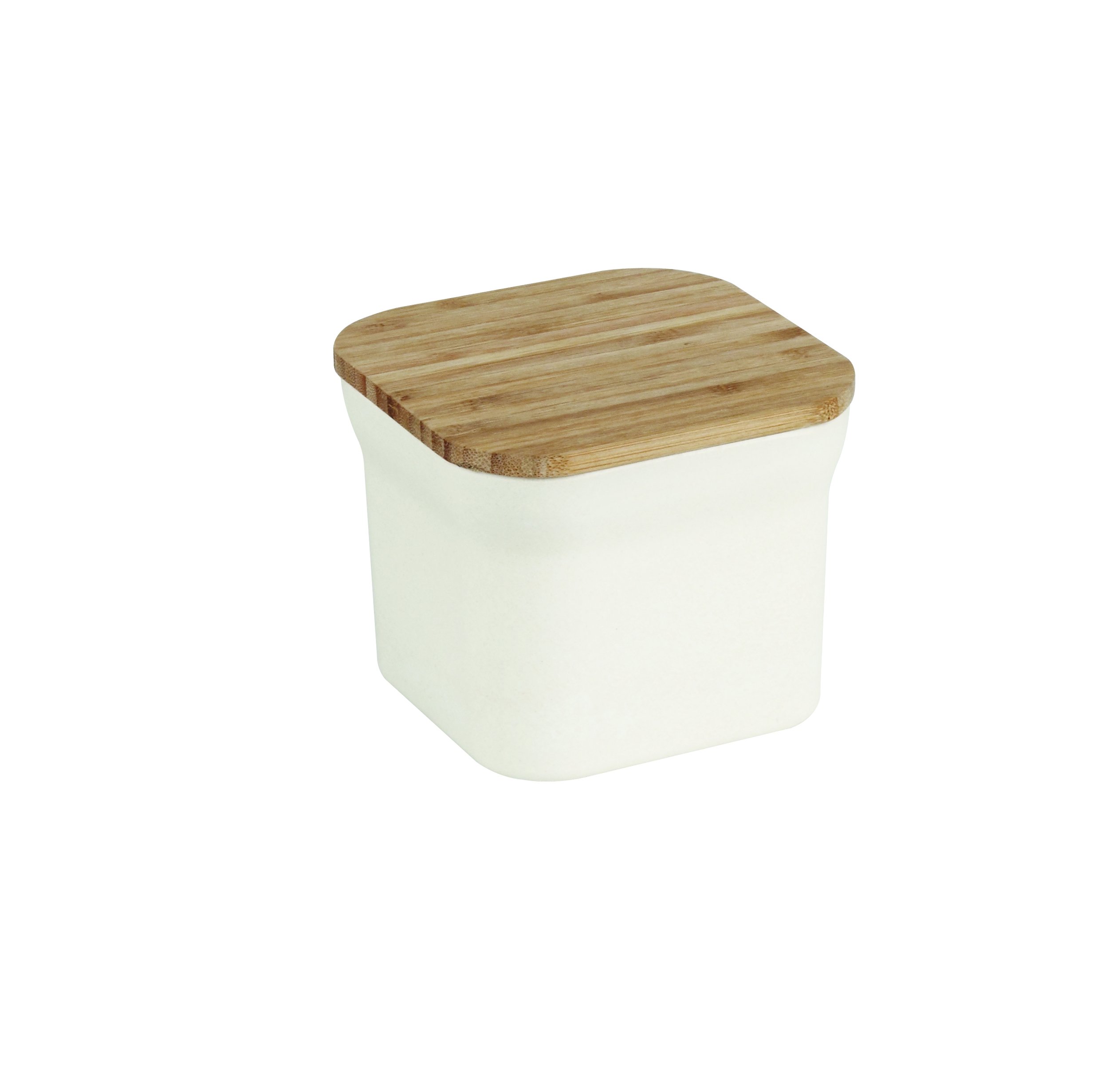 JOCCA Bamboo Fiber Canister/Storage/ 11,6x11,6x9,6cm Beige with Lid, White, 12 x 12 x 9.5 cm