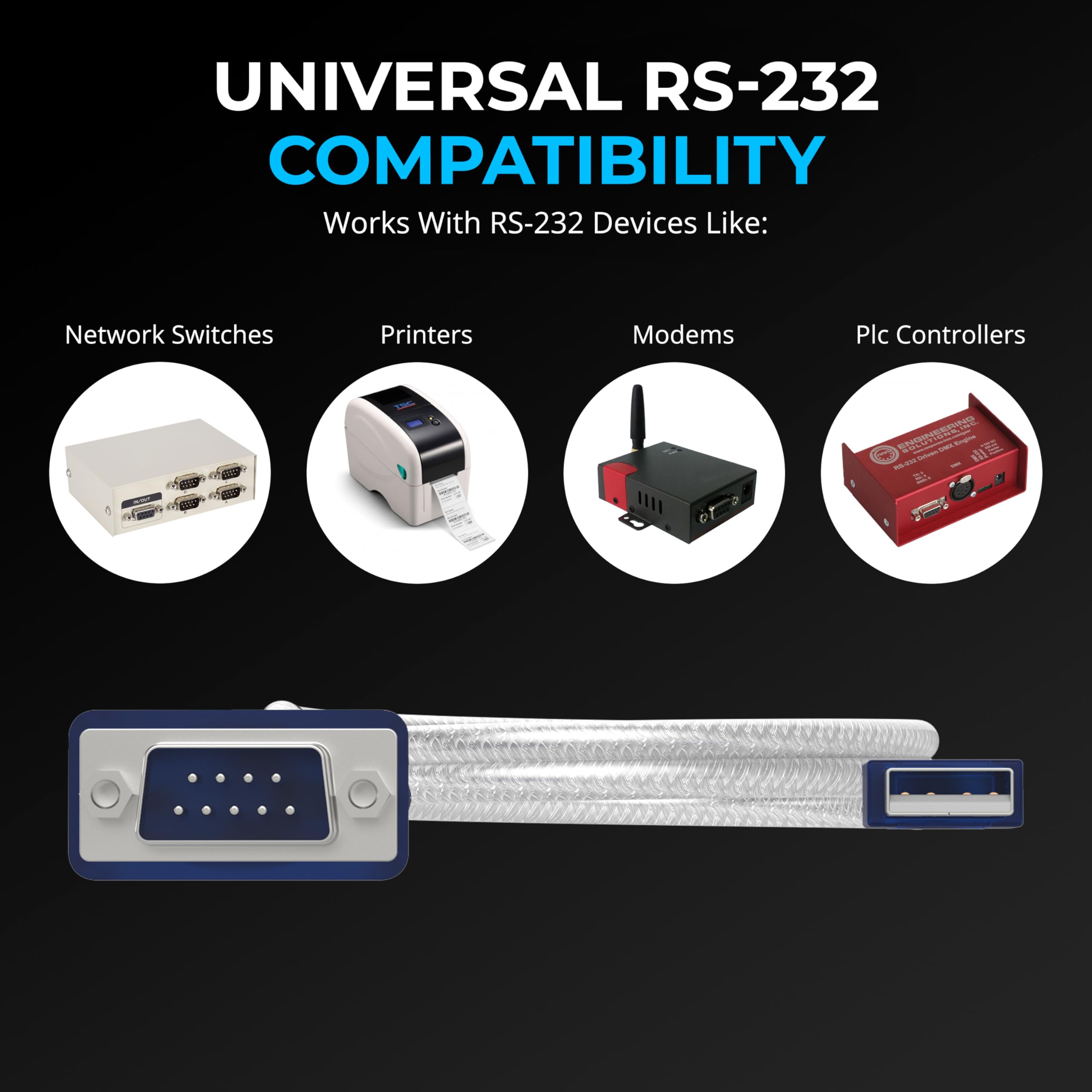 SABRENT USB 2.0 to Serial (9 Pin) DB 9 RS 232 Converter Cable, Prolific Chipset, HEXNUTS, [Windows 11/10/8.1/8/7/VISTA/XP, Mac OS X 10.6 and Above] 2.5 Feet (CB-DB9P)