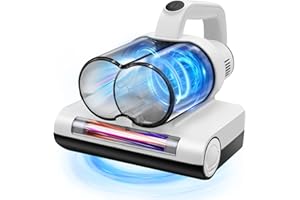 houscly 2024 New Mattress Vacuum Cleaner with Dual Cup Five-Cone Multi-Layer Filtration Tech, Anti-allergen Bed Vacuum with UV and High Heating, 16Kpa 400W Powerful Suction for Bed Couch Sofa Carpet