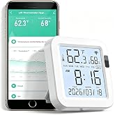 WiFi Thermometer Hygrometer: Indoor Temperature &amp; Humidity Monitor with App | App Alerts, 3" Backlit LCD, Remote Monitoring, History &amp; CSV Export, Smart Home Automation, USB Powered, Alexa Compatible
