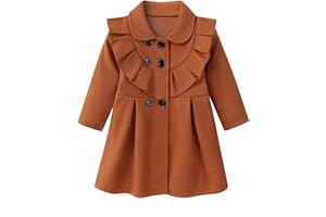 USKIDKK Toddler Baby Girl Clothes Jacket Coat Long Sleeve Flounce Ruffle Buttons Dress Coat Fall Winter Outfit
