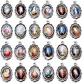 Weyuley 60pcs Mix Picture Enamel Our Lady Miraculous Medal Floral Rosary Centerpiece Cross Jesus Virgin Mary Catholic Alloy Crucifix Charms for Jewelry Making 19mmx12mm (A508)