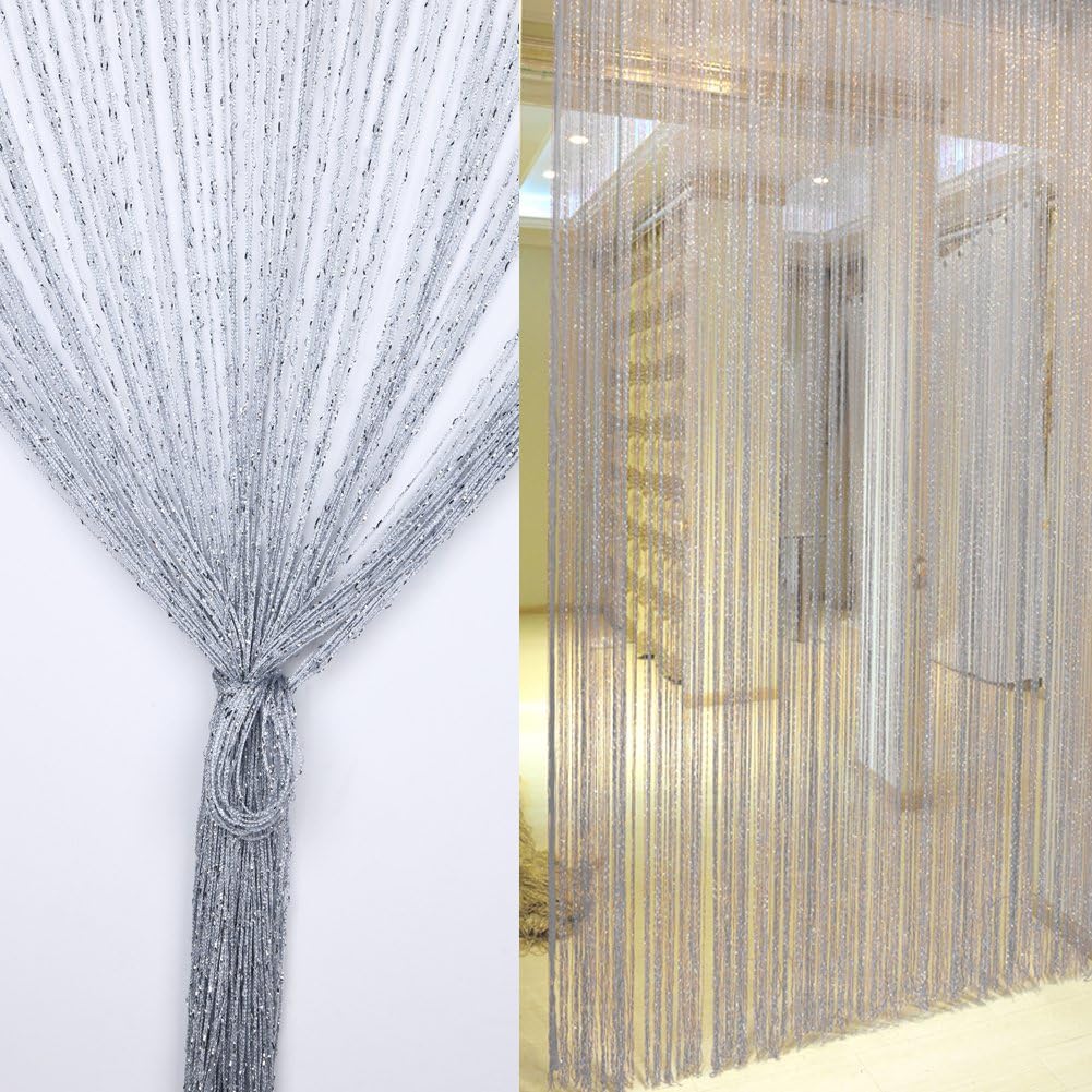 Vidillo String Curtain Butterfly Panel, Glitter Gold Door Wall Window Doorways Panel Fly Screen Fringe Room Divider Blinds - Image 3