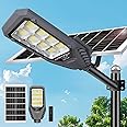 COORHEIX Solar Street Lights Outdoor, 4600W Solar Powered Flood Lights IP67 Waterproof 6500K 504 LEDs Commercial Security Light with Remote Control Dusk to Dawn for Parking Lot Yard Garden Garage etc.