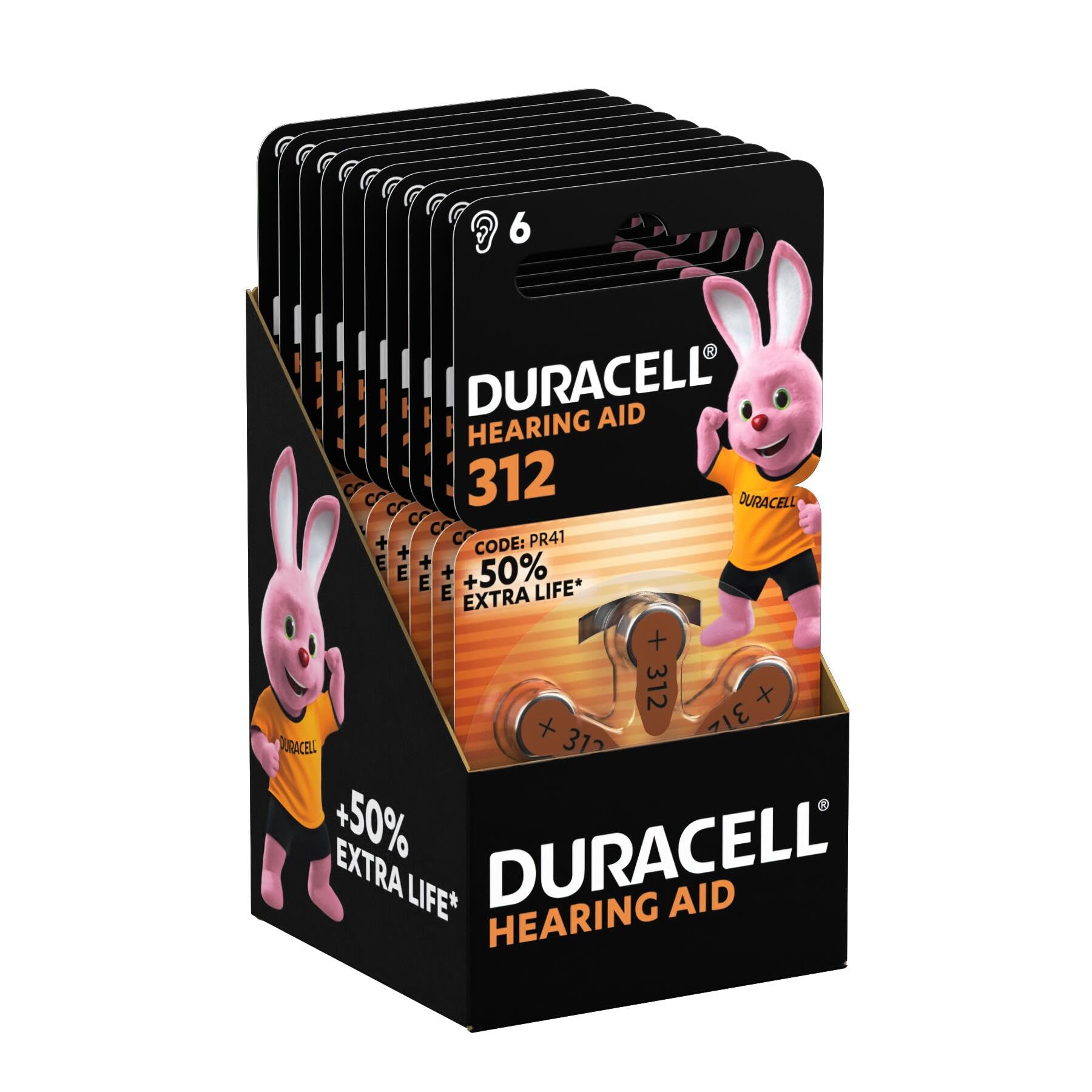 Duracell size 312 Hearing Aids batteries (pack of 60) +50% Extra Life, Easy Installation, 100% recyclable packaging, guaranteed 4 years in storage