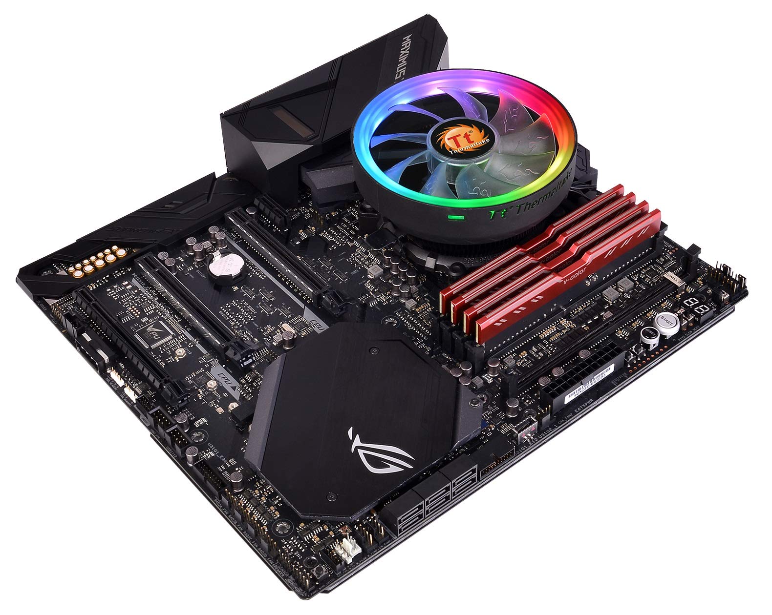 Thermaltake UX100 5V Motherboard ARGB Sync 16.8 Million Colors 15 Addressable LED Intel/AMD Universal Socket Hydraulic Bearing 65W CPU Cooler CL-P064-AL12SW-A