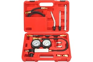 Handor Compression Leakdown Detector Leakage Test Set Cylinder Leak Down Tester Kit Dual Gauge Leakdown Detector Tool Set for Pressure Check & Leakage Rate Test Gasoline Engine