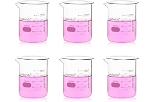 Labvida 6pcs 250ml Upgrated Thick Glass Beakers, Griffin Low Form Beaker Set with Double Scale, 3.3 Boro, LVA010