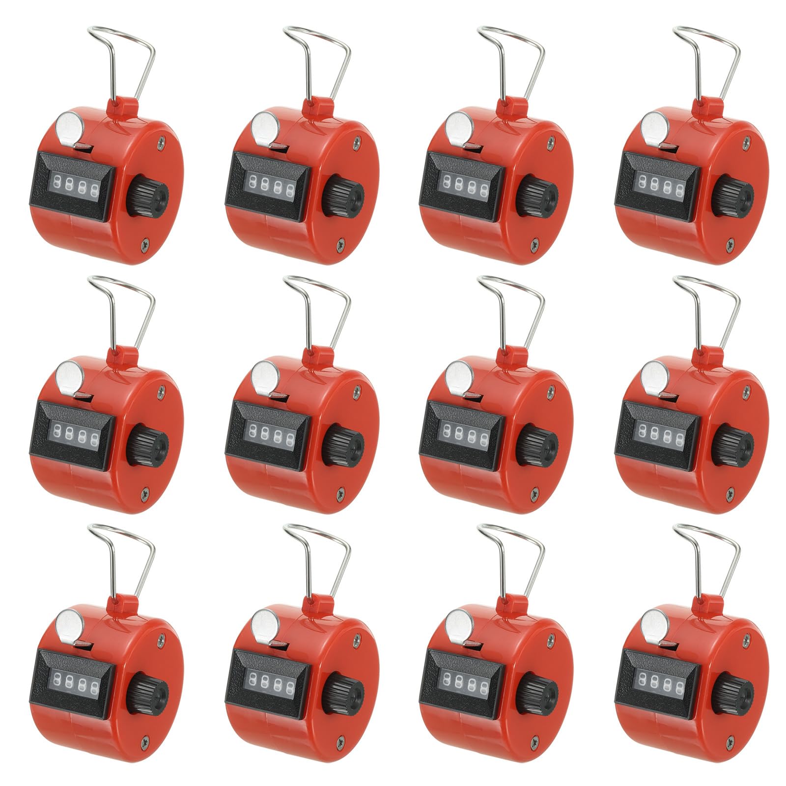 PATIKIL Clicker Counter, 12 Pcs 4 Digit Mechanical Handheld Tally Click Pitch Counter for Coaching Knitting, Golf, Lap, Fishing, Red