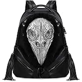 ZGRJSZDD Men and Women PVC 3D Gothic Halloween Skull Backpack Purse, Silver 3259