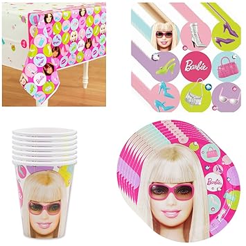 barbie plates and cups