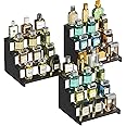 Lifewit Plastic 9 Inch Dark Cologne Stand, Step Perfume Organizer,Versatile Display Stand Shelf for Fragrance, Skincare, Figurine, Dessert, Use for Vanity, Tabletop, Cabinet,3 Set