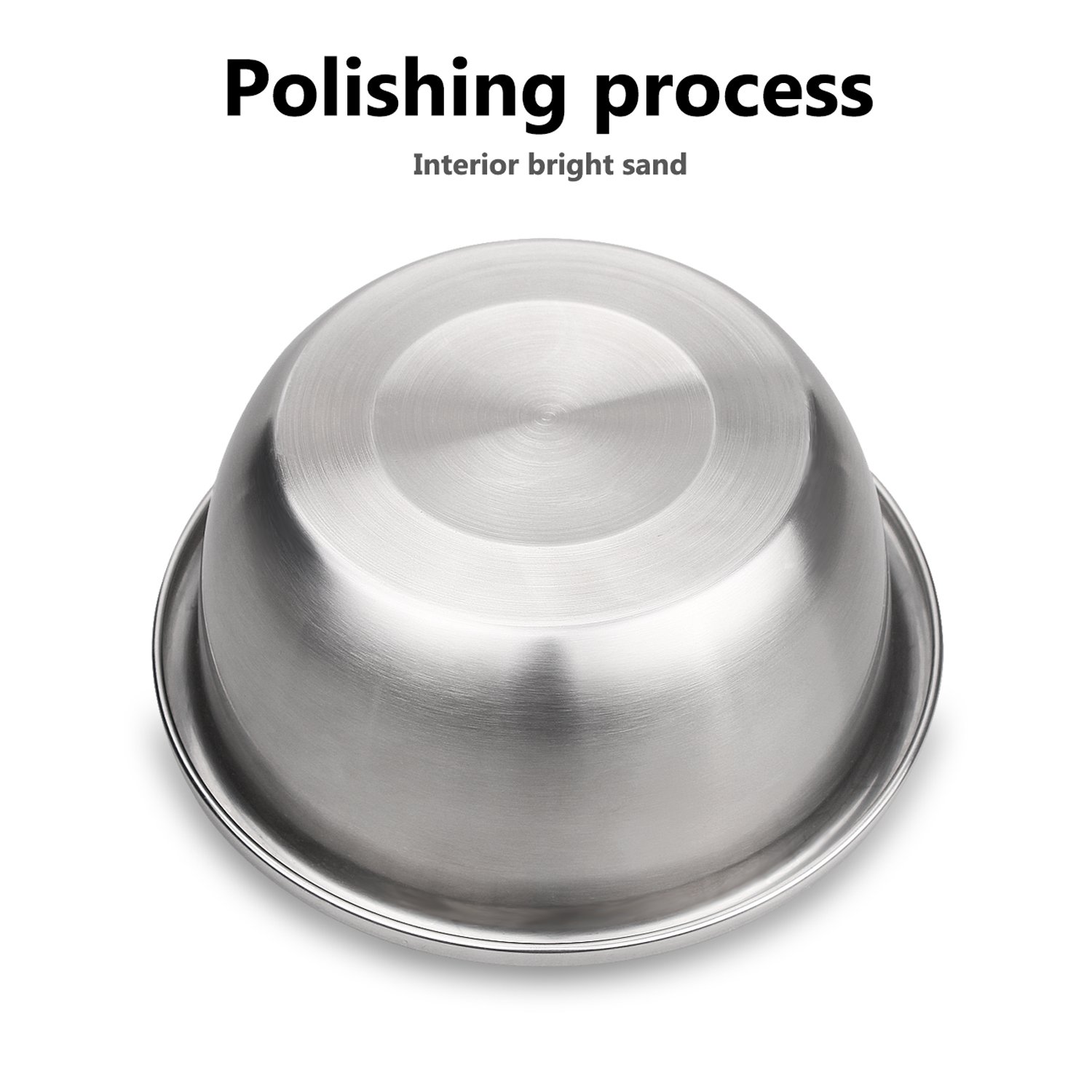 Mixing Baking Bowl Set, Stainless Steel, Solid and Durable, Mirror & Brushed Finish, Flat Bottom, Big Lip, Set of 5