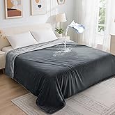 LOOBANI Waterproof Blanket for Bed: Reversible Soft Flannel Twin Bed Blanket 60" x 80", Leakproof Throw Spill-Proof Dog Pet Blanket for Couch, Sofa Protect, Movie Time, Camping, Travel, Grey