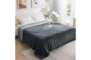 LOOBANI Waterproof Blanket for Bed: Reversible Soft Flannel Twin Bed Blanket 60" x 80", Leakproof Throw Spill-Proof Dog Pet Blanket for Couch, Sofa Protect, Movie Time, Camping, Travel, Grey