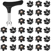 Soulchen 31 Pcs Golf Spikes Replacement, 30 Cleats with Wrench 6mm | Metal Thread Screw Spikes for Golf Shoes, Includes Wrench Tool, Fits Most Cleats Replacement, Durable Black Finish
