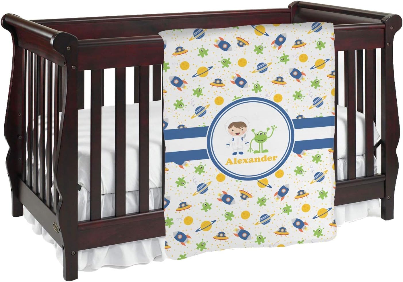 Boy's Space Themed Baby Blanket (Single Sided) (Personalized)